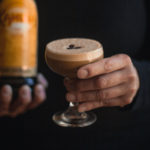 Coffee bean garnish on the finished Insomniac Cocktail