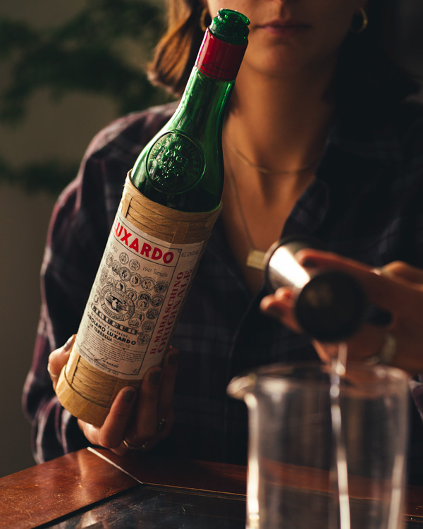 a bottle of marachino liqueur